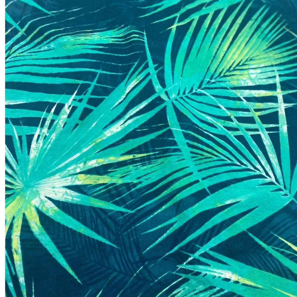 Billabong Mens Large Green Palm Leaf Tropical Short Sleeve Button Down Shirt